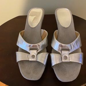 Silver Metallic Platform Wedge Sandal
